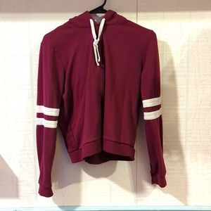 Women's Burgundy Hoodie with White Stripes